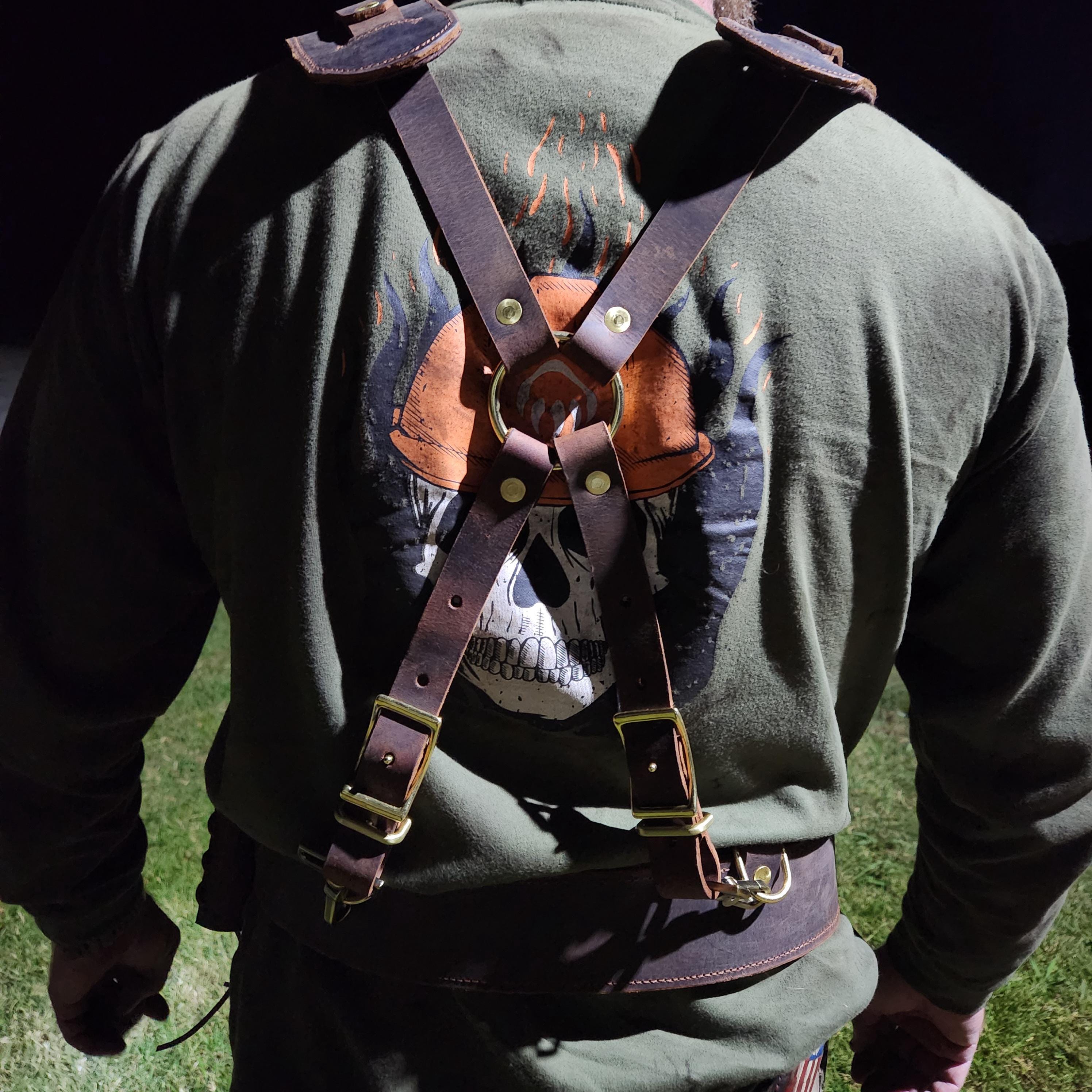 Leather tool belt & suspender set- structural rig for ironworkers, construction workers, carpenters, farmers, trimmers, roofers, ect.