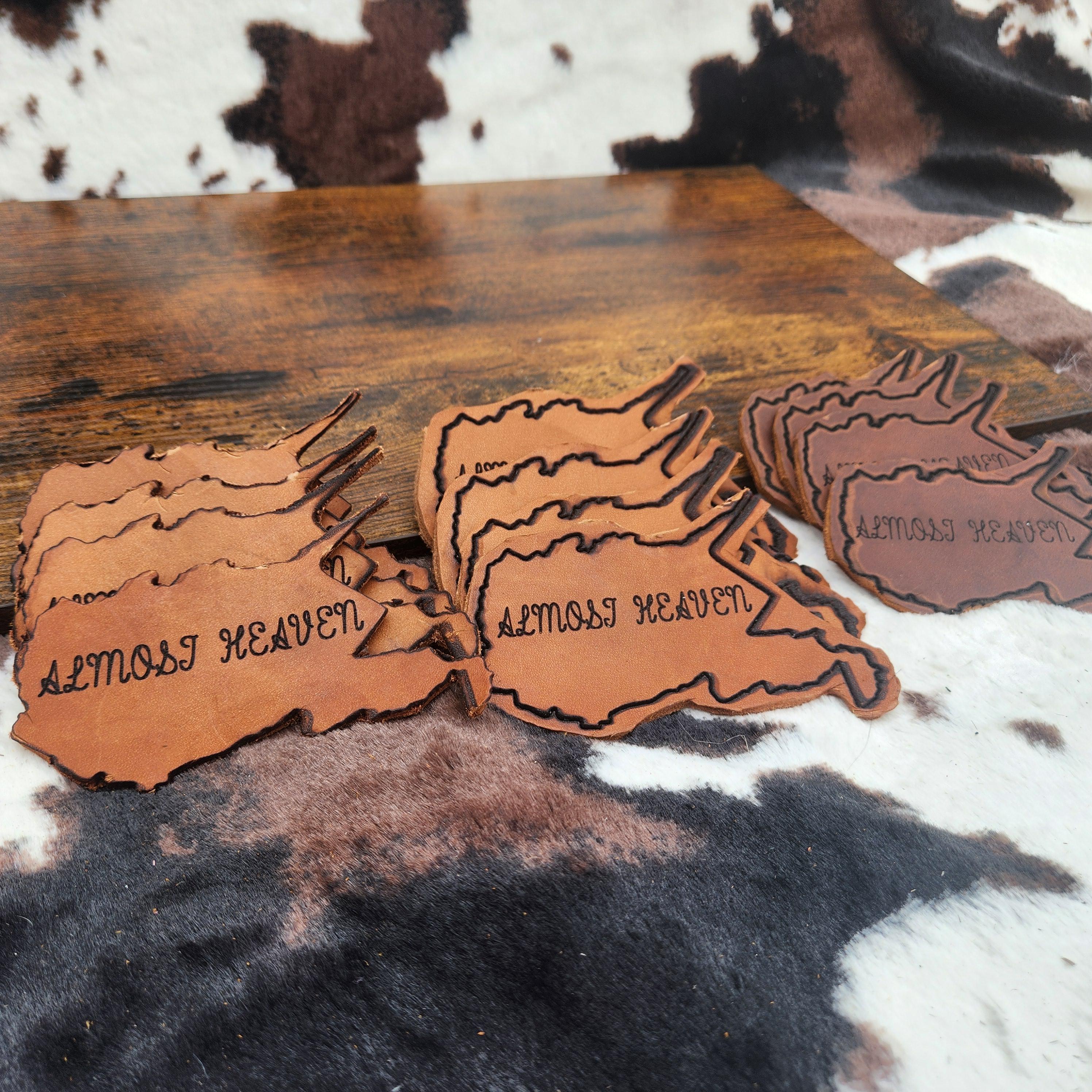 ohio & west Virginia leather coasters. set of 4 - Thumbnail 3