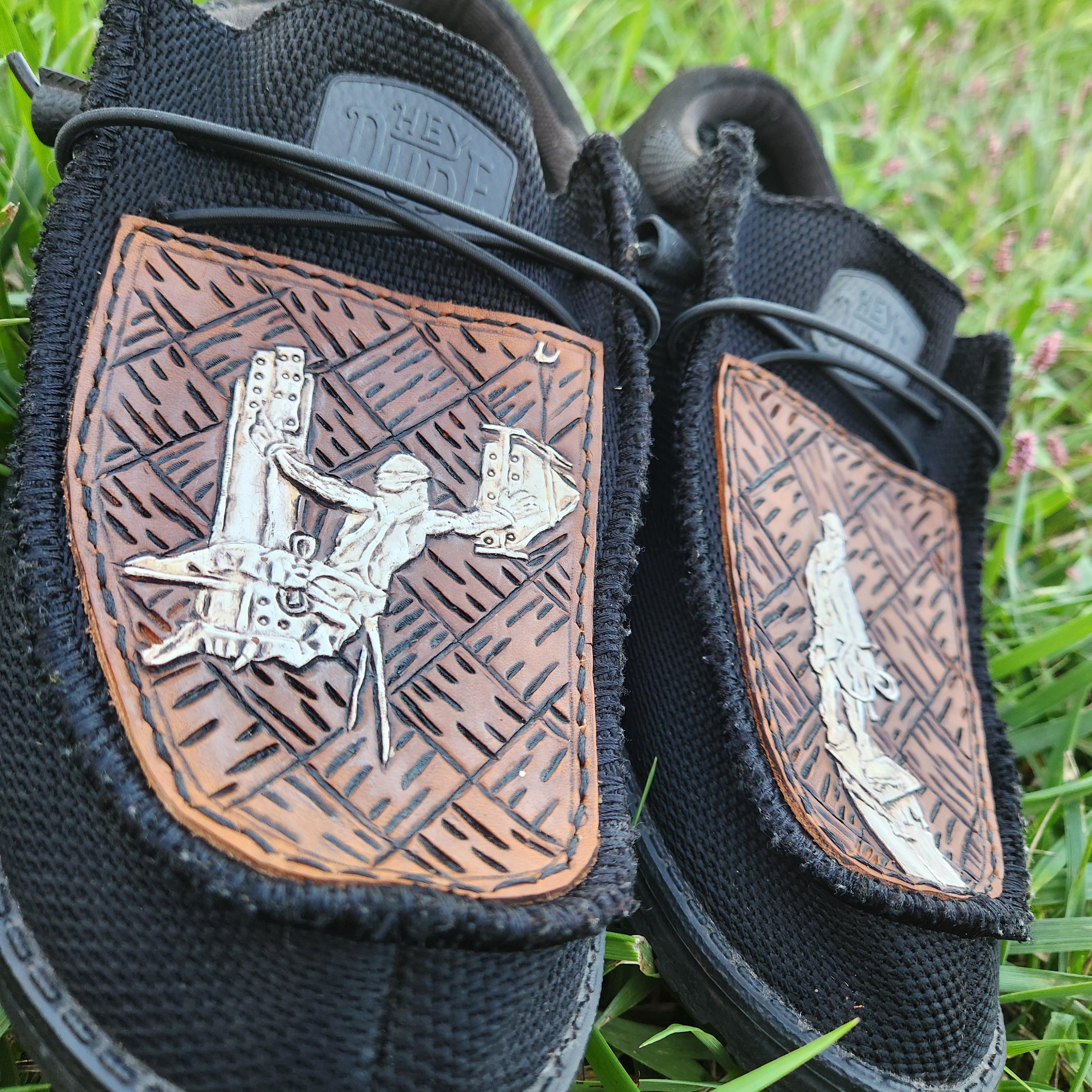 Custom Leather Patch Hey Dudes - Etsy display picture 1