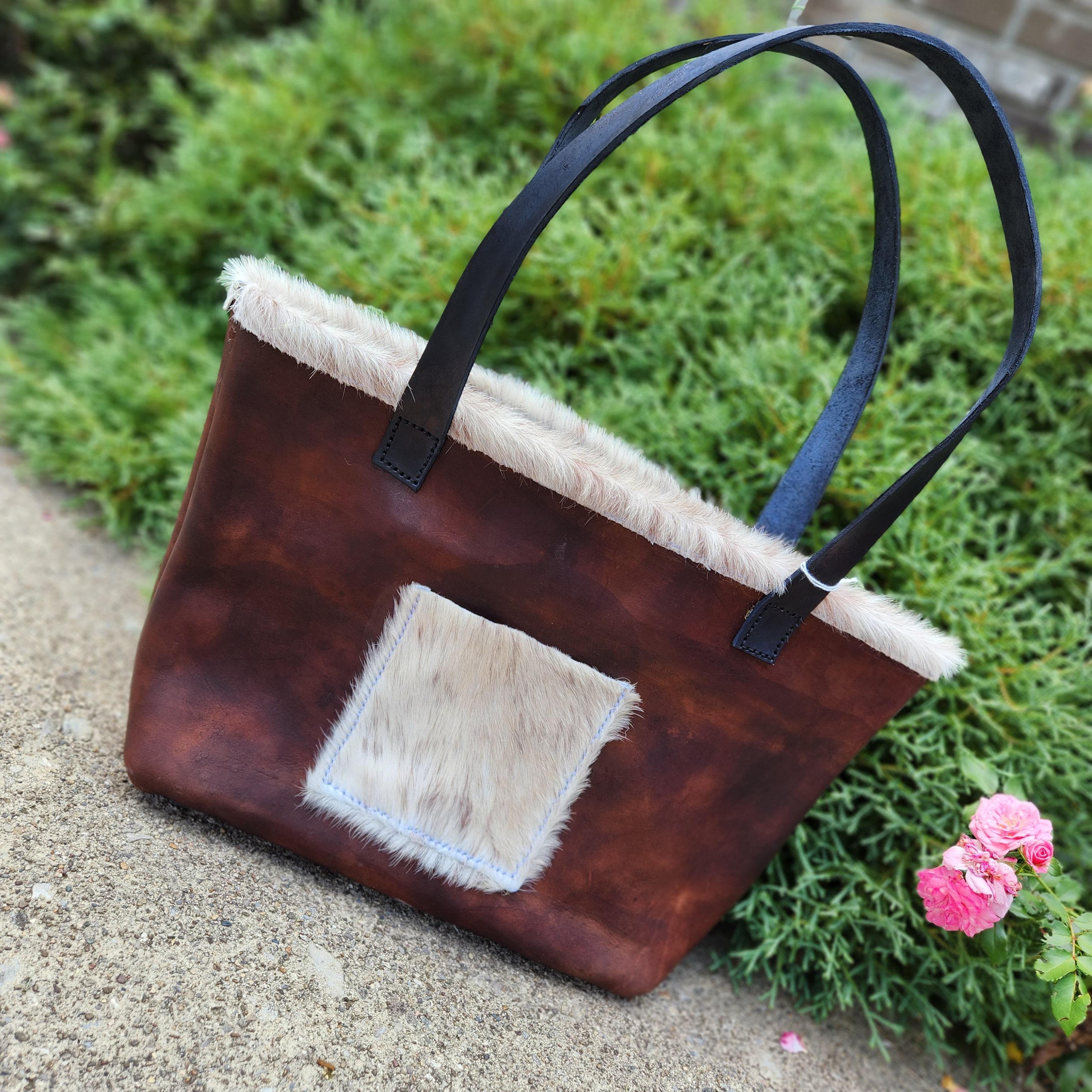Leather cowhide tote purse - Thumbnail 2