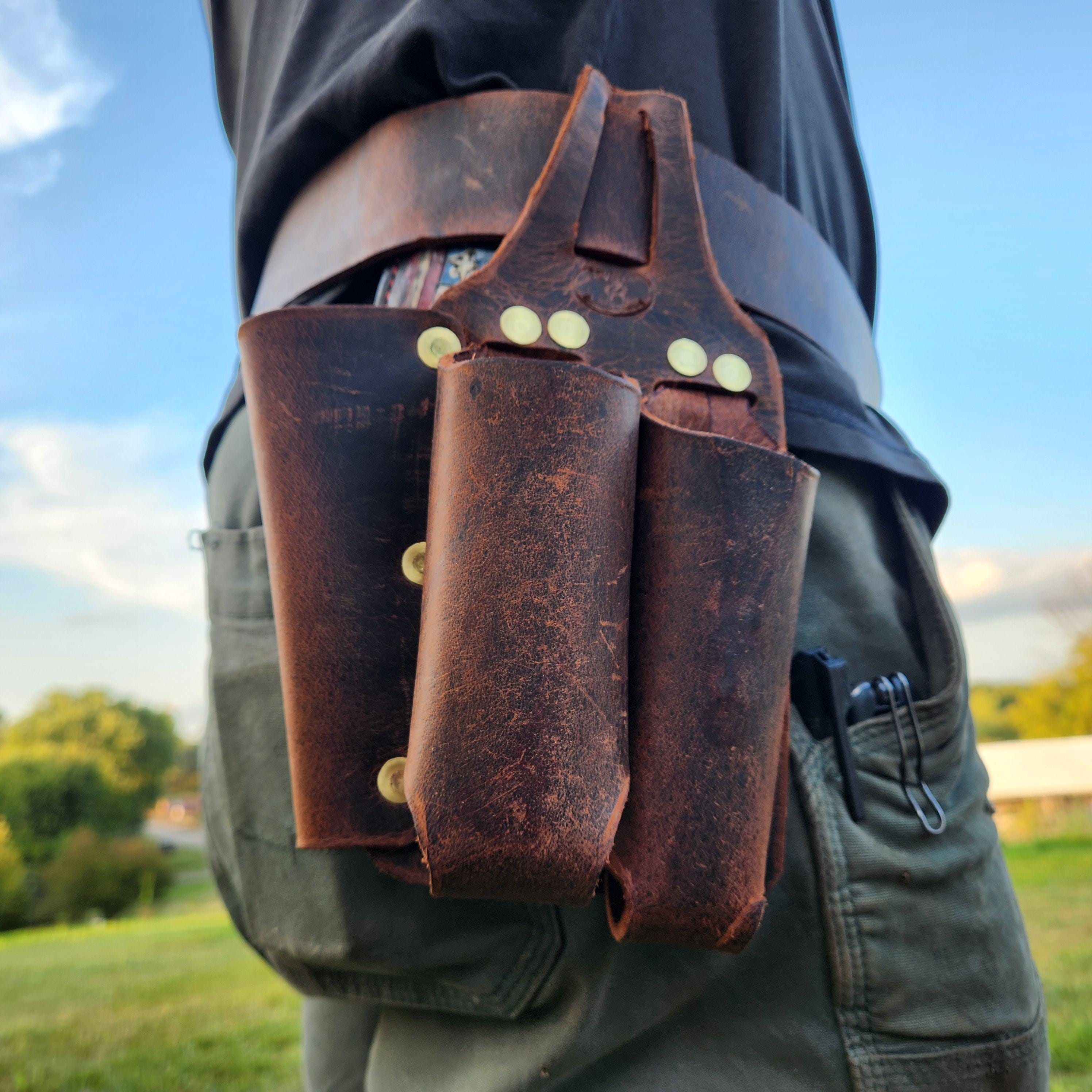 Tool Pouch: for 2" width- 3 pockets. For the construction worker, Ironworker, electrician, laborer, blue collar worker. - Thumbnail 3