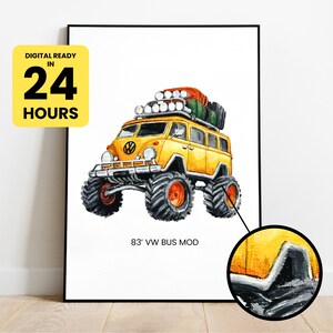 Custom Car Portraits Using Car Photo Personalized Digital truck Portraits Sunday car Custom Car illustration Custom Car Art Drawing