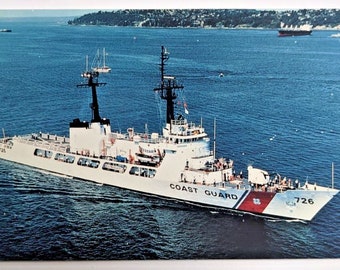 San Diego CA, USCGC Midgett WHEC-726 Cartolina d'epoca della nave taglierina della guardia costiera degli Stati Uniti