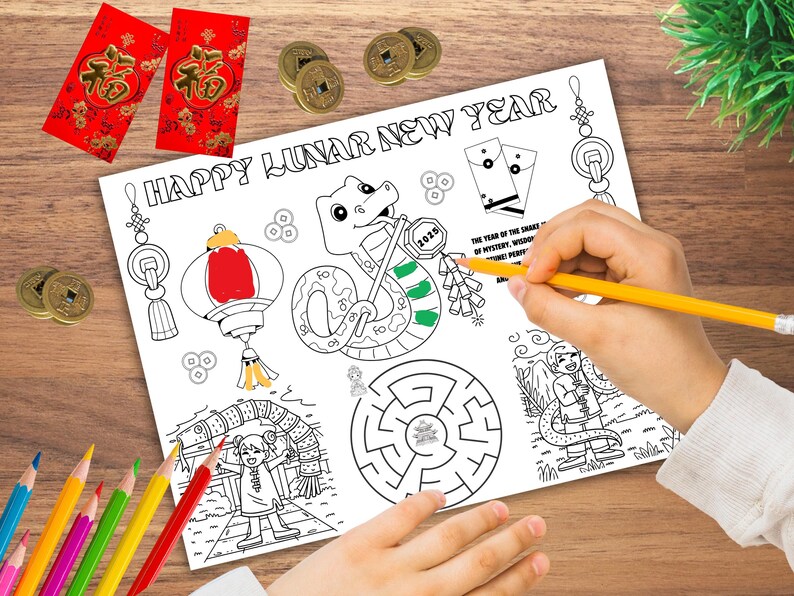 Chinese New Year Coloring Page, Lunar New Year Coloring Pages, Year of