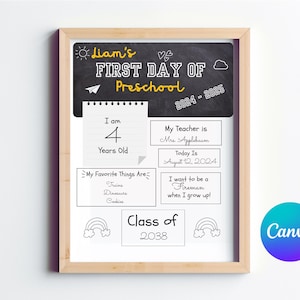 Chalkboard Back to School Sign, Editable First Day of School Sign, Instant Download, Reusable School Sign, Photo Prop, Elementary Keepsake