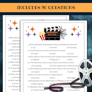 Halloween Movie Trivia Game | Printable Halloween Trivia Questions | Adult Halloween Game | Halloween Party Trivia | Office Party Game