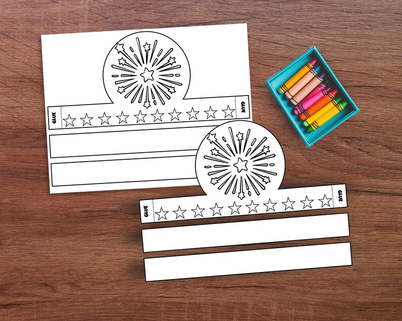 Printable 4th of July Paper Crown Coloring Craft | American Flag Hat ...