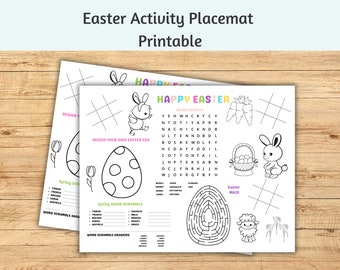 Easter Activity Placemat Printable, Easter Coloring Page, Easter Coloring Sheet, Kids Coloring Activity, Sunday School Activity Placemat