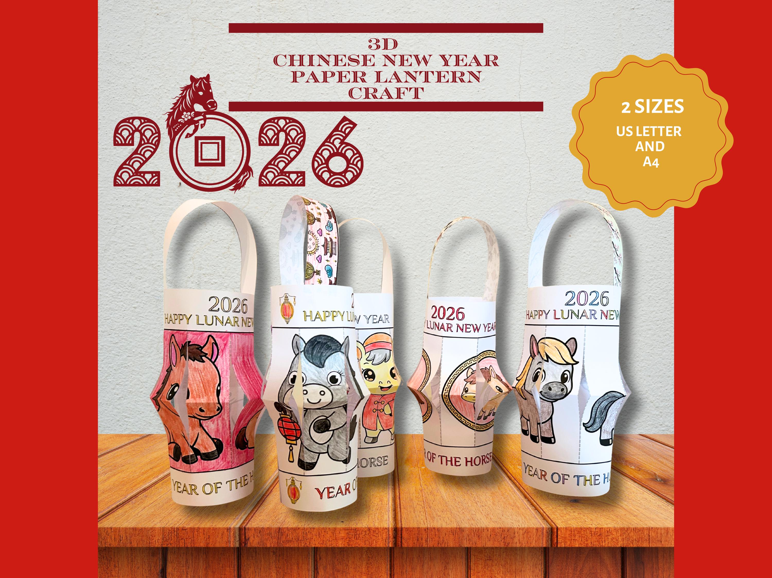 40 Fun Horse Crafts For Kids That Are Easy to Make 31 Chinese New Year Lantern Craft, 2026 Lunar New Year Coloring Page,…