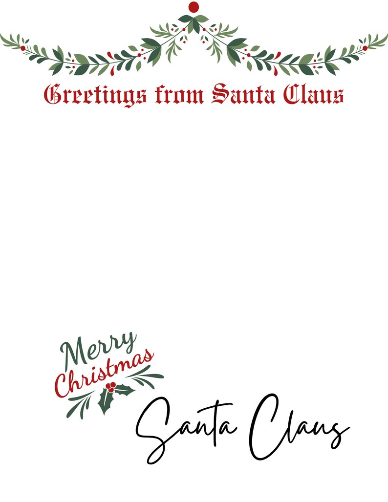 Printable Letter From Santa, Christmas Stationary Template, Instant ...