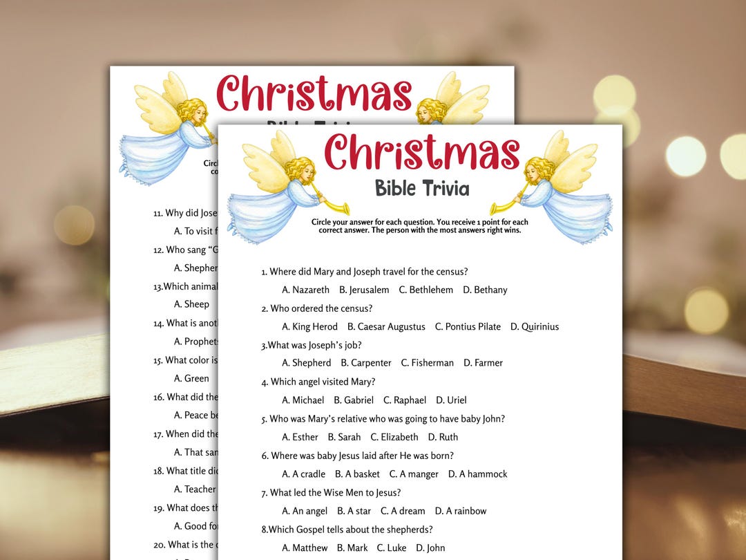 Christmas Bible Trivia Game, Printable Kids Christmas Trivia, Family ...
