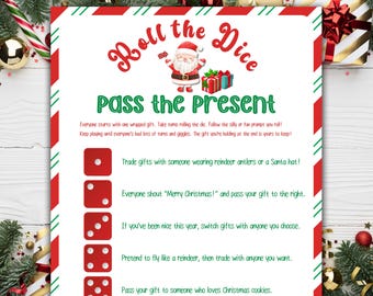Christmas Gift Exchange Dice Game, Christmas Party Game, Christmas Office Party Game, Christmas White Elephant Dice Game, Classroom Game