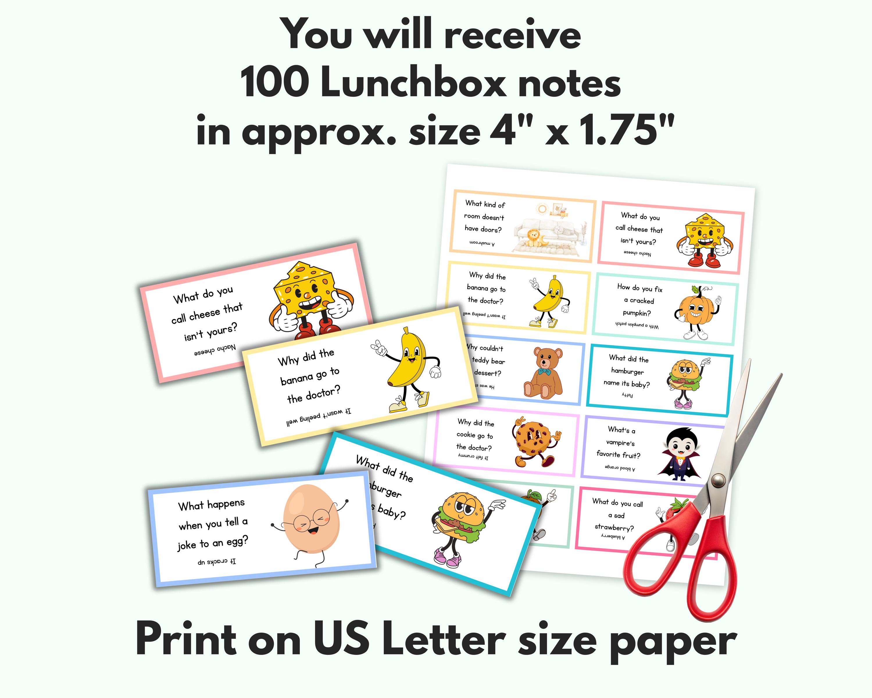 100 Lunchbox Jokes for Kids | Printable Lunch Box Notes | Funny Notes ...
