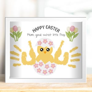 Easter Handprint Art, Printable Easter Keepsake, Printable Preschool Handprint Art, Easter Peep, Easter Handprint Craft, Spring Handprint