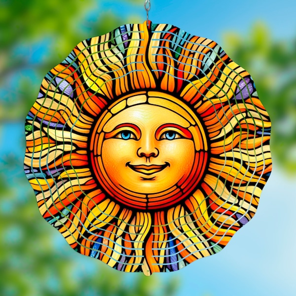 Smiling Sun Face | Wind Spinner Sublimation Design | Colorful Wind Spinner Template |  Garden Wind Spinner | Instant Digital Download | PNG