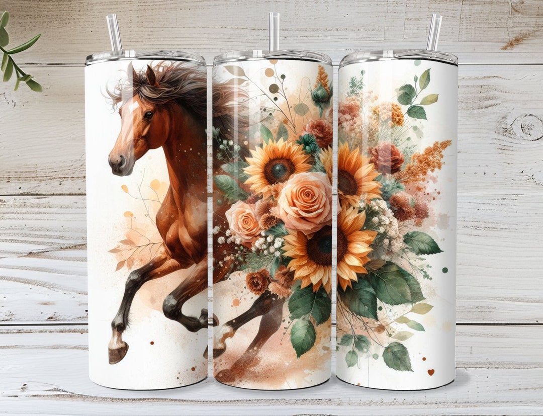 Boho Horse Tumbler Wrap | Floral Farm Animal 20oz Skinny PNG ...