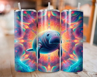 Manatee Tumbler Wrap: 20oz Sublimation Design (Digital Download)