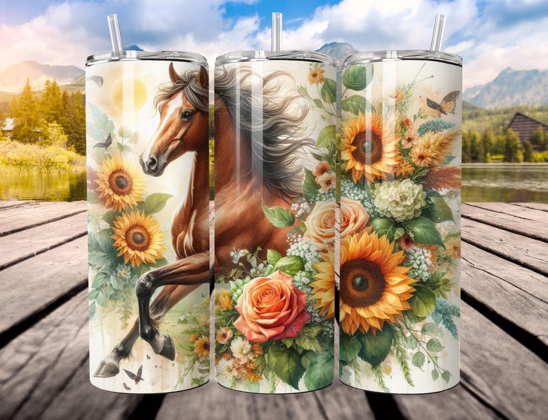 Boho Horse Tumbler Wrap | Floral Farm Animal 20oz Skinny PNG ...