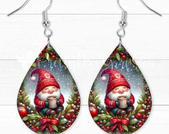 Gnome Teardrop Earring PNG, Sublimation Design (Digital Download)