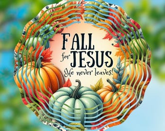 Fall for Jesus Wind Spinner Sublimation Design: Autumn Leaves (PNG Digital Download