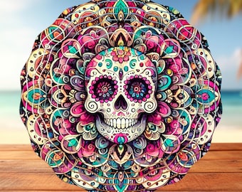 シュガースカル風スピナー PNG | Día de los Muertos Mandala 昇華テンプレート (デジタル ダウンロード)
