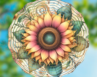 Sonnenblume Windspiel PNG | Garten Vorlage 10,5 "-Sublimationsdesign • Helles Blumendekor für den Außenbereich