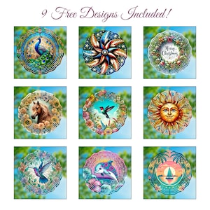 Flamingo Wind Spinner PNG | Tropical Flowers 10.5" Sublimation Template • Bright Pink Garden Decor image 6