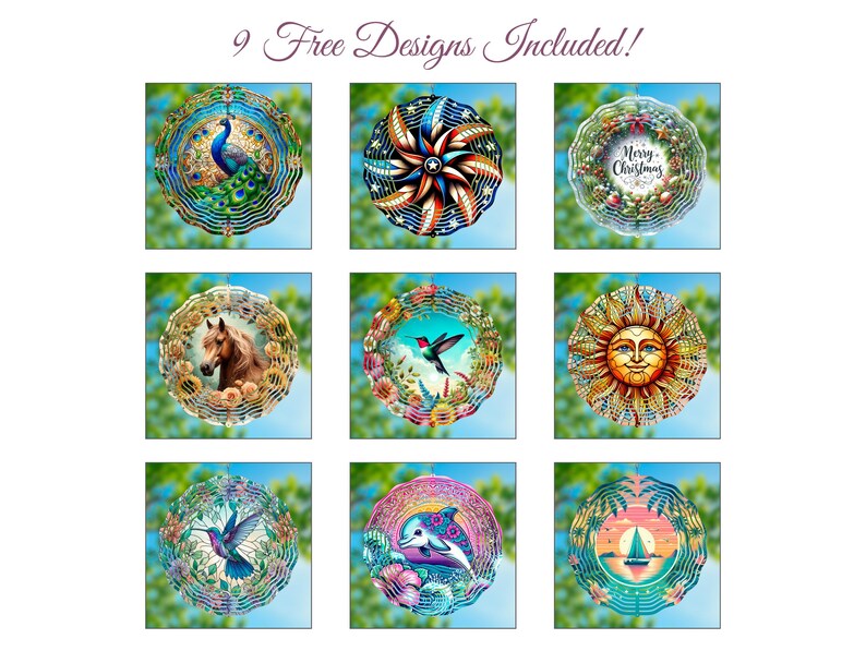 Flamingo Wind Spinner PNG | Tropical Flowers 10.5" Sublimation Template • Bright Pink Garden Decor image 6