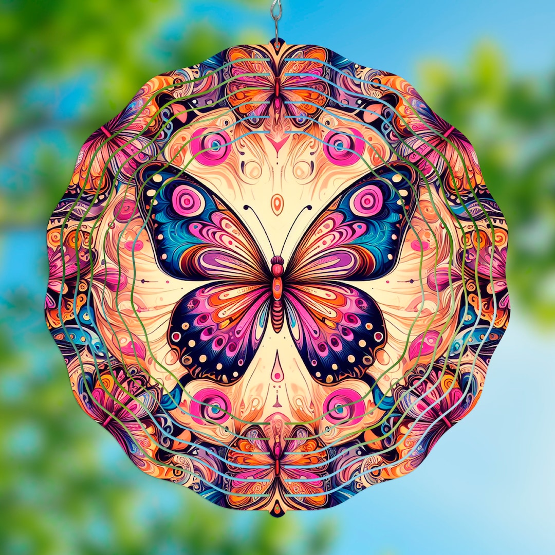 Butterfly Wind Sim Butterfly Wind Spinner PNG | Colorful Garden Sublimation Template ...