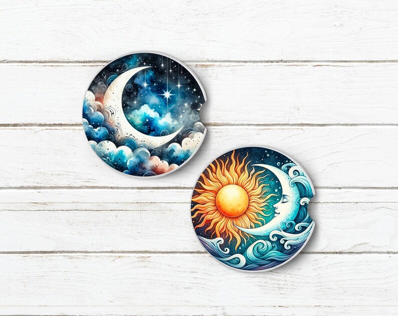 Celestial Sun & Moon Coaster PNG Bundle | 4" Round Sublimation Designs ...