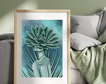 Kunstprint 'Succulent Lady': Botanische muurdecoratie (digitale download)