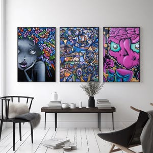 Graffiti Art Print Bundle - Set of 3 Digital Wall Art Downloads | Urban Street Art | Instant Download | Home Decor | Modern Pop Art