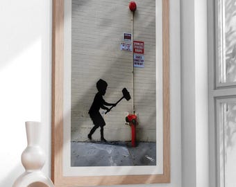 Banksy Art Graffiti Pioggia Colorata Stampe Su Tela Modern Canvas Painting Wall Art Poster E Stampe Per Soggiorno Decor 80x120cm(31x47in) Con Cornice - Foto 8
