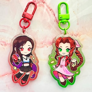 Tifa & Aerith Final Fantasy VII Acrylic Charm Keychain 2.5&quot;