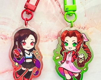 Tifa & Aerith Final Fantasy VII Acrylic Charm Keychain 2.5&quot;