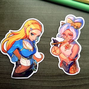 Zelda and Purah Glossy Vinyl Stickers (4&quot;) | Legend of Zelda (Breath of the Wild)