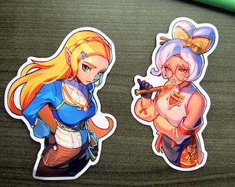 Zelda and Purah Glossy Vinyl Stickers (4&quot;) | Legend of Zelda (Breath of the Wild)