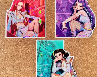 Kpop Holographic Vinyl Stickers (4") | Rumi, Mira, Zoey