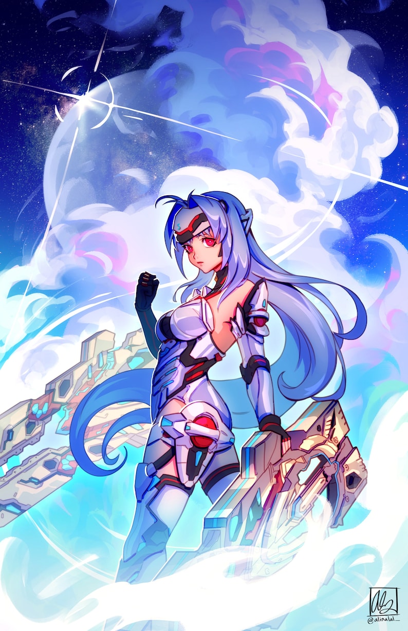 KOS-MOS, xenoblade chronicles, anime, girl, illustration, digital art, prints, posters, wall art, anime print, xeno saga, video games, gaming