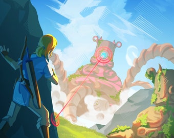 Link & Guardian | Zelda Breath of the Wild Print (8.5x11)