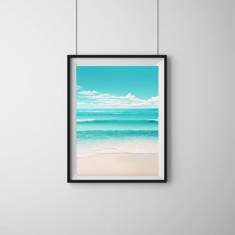 Ocean Sand Beach Wave Poster Framed Wall Art - Etsy
