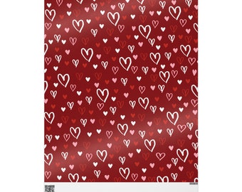 Valentine's Wrapping Paper, Valentine's Day Gift Wrap Heart Pattern Wrap, Love-Themed Gift Wrap
