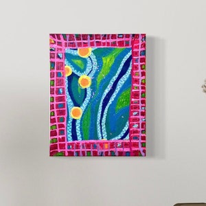 Unnamed in Pinks, Blues, and Green - Original Abstract Acrylic Painting on Canvas