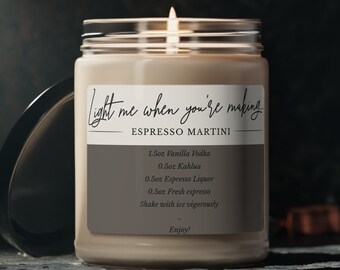 Cute candle, Home fragrance, best bartender gift, Espresso Martini, gift for coworker, sweet smell, coffee addict, martini recipe