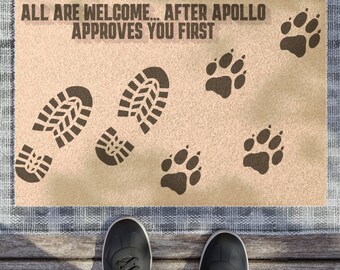 Doormat for dog lover, Custom Doormat, new home gift, personalized doormat, dog mom gift, cute front doormat, dog friendly, welcome doormat