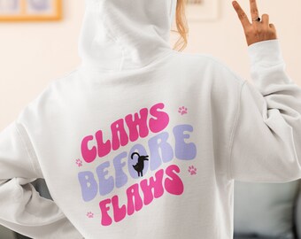 Cat Sweatshirt with hoodie, cat mom gift, cat lady, trendy, positive quote shirt, aesthetic clothes, oversized sweatshirt, words on the back
