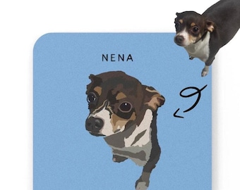 Personalized Pet Coaster, Pet portrait gift, dorm room coaster, dog lover gift, cat lover gift, drink or coffee coaster, cork back