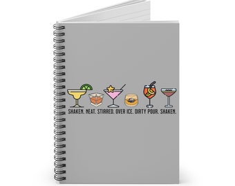Cocktail Spiral Notebook, mixology book, cocktail binder, bartender book, bar recipe book, espresso martini, old fashion, margarita, cosmo