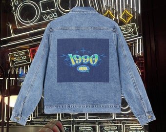Custom 90's Denim Jacket, Y2K jean jacket, 30th birthday gift, Oversized 1990 jacket