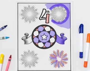 Fourth of July Coloring, Patriotic Coloring pages, relaxing anxiety, summer activities, digital downloads